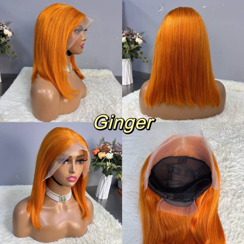 13x4 Straight Hair Colored BOB Lace Front Wig - 图片 12
